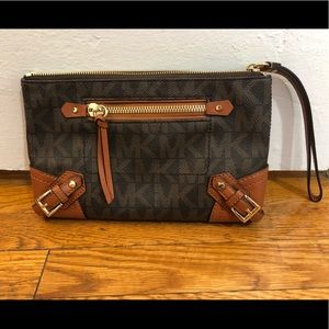 Michael Kors MK logo leather clutch wristlet